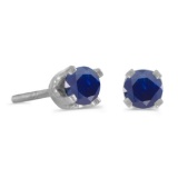3 mm Petite Round Sapphire Screw-back Stud Earrings in 14k White Gold 0.18 CTW