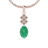 2.12 Ctw VS/SI1 Emerald And Diamond 14K Rose Gold