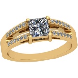 0.89 Ctw SI2/I1 Diamond Platinum 14K Yellow Gold Plated Ring