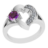 0.71 Ctw VS/SI1 Amethyst And Diamond 10K White Gold Vintage Ring