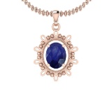 2.00 Ctw Blue Sapphire 14K Rose Gold Necklace
