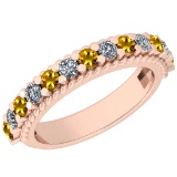 0.96 Ctw VS/SI1 Yellow Sapphire And Diamond 14K Rose Gold Filigree Style Band Ring