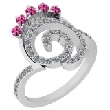 0.96 Ctw VS/SI1 Pink Sapphire And Diamond 14K White Gold Ring