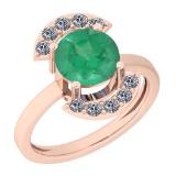 2.35 Ctw VS/SI1 Emerald And Diamond Platinum 14K Rose Gold Plated Ring