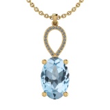 13.60 Ctw I2/I3 Blue Topaz And Diamond 14K Yellow Gold Necklace