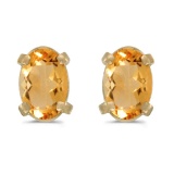 14k Yellow Gold Oval Citrine Earrings 0.62 CTW
