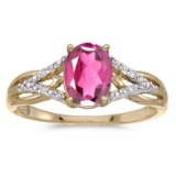 14k Yellow Gold Oval Pink Topaz And Diamond Ring 1.35 CTW