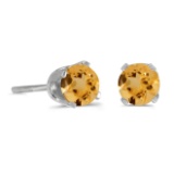 4 mm Round Citrine Screw-back Stud Earrings in 14k White Gold