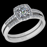 1.34 Ctw I2/I3 Diamond 10K White Gold Engagement Halo Set Ring