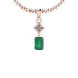 1.68 Ctw VS/SI1 Emerald And Diamond 14K Rose Gold