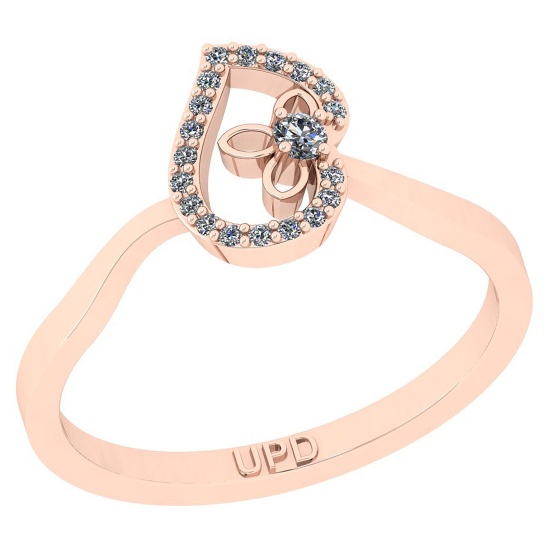 0.13 Ctw SI2/I1 Diamond 14K Rose Gold Leaf Ring