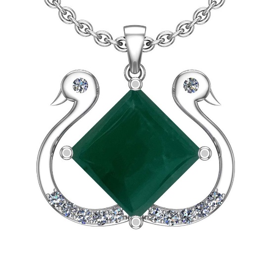 17.52 Ctw VS/SI1 Emerald And Diamond Platinum Pendant