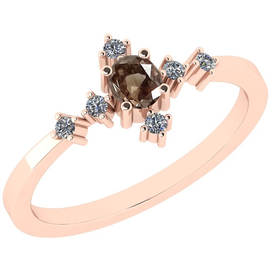 0.34 Ct Natural Brown Diamond I2/I3And White Diamond I2/I3 14k Rose Gold Anniversary Ring