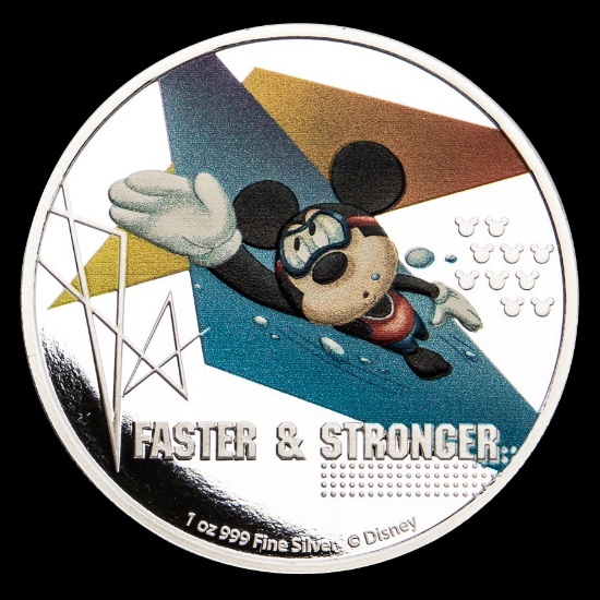 2020 Niue 1 oz Silver $2 Disney Mickey Mouse: Faster & Stronger