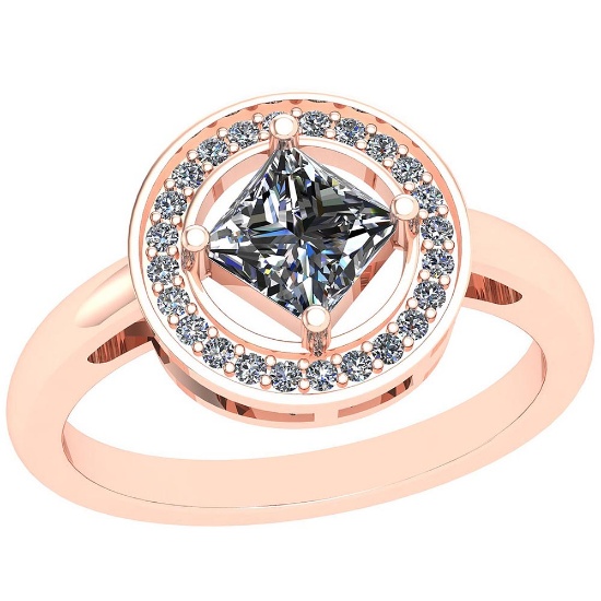 0.89 Ctw SI2/I1 Diamond Platinum 14K Rose Gold Plated Ring