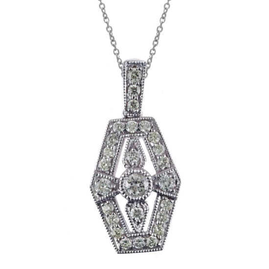 14K White Gold Antique Diamond Pendant