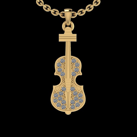 0.19 Ctw i2/i3 Diamond 10K Yellow Gold Violent Pendant