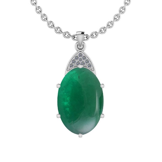 12.96 Ctw VS/SI1 Emerald And Diamond 14K White Gold Pendant