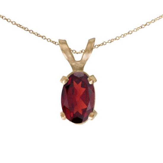 14k Yellow Gold Oval Garnet Pendant 0.47 CTW