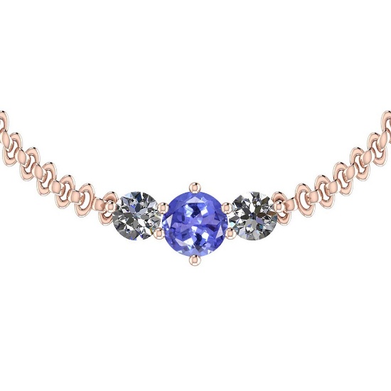 3.20 Ctw VS/SI1 Tanzanite And Diamond 14K Rose Gold Vintage Style Pendant