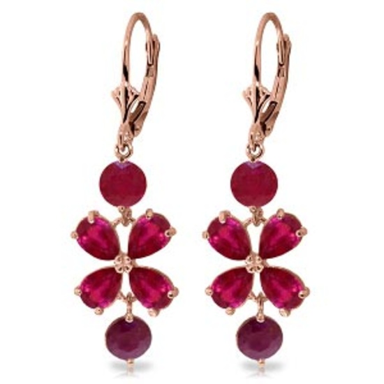 5.32 CTW 14K Solid Rose Gold Chandelier Earrings Natural Ruby