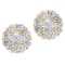 Certified 14K Yellow Gold 1 ct Diamond Clustaire Stud Earrings