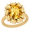 9.25 Ctw Citrine 10K Yellow Gold Vintage Style Ring