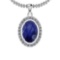 2.86 Ctw Blue Sapphire And Diamond I2/I3 14K White Gold Pendant