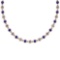 4.04 Ctw SI2/I1 Blue Sapphire And Diamond Style Bezel Set 14K Rose Gold Necklace