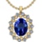 6.13 Ctw VS/SI1 Tanzanite And Diamond 14k Yellow Gold Victorian Style Necklace