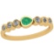 0.51 Ctw Emerald And Diamond I2/I3Style Bezel Set 14K Yellow Gold Band Ring