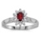 Certified 10k White Gold Oval Garnet And Diamond Ring