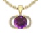 Certified 2.59 Ctw I2/I3 Amethyst And Diamond 14K Yellow Gold Pendant