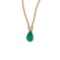 Certified 14K Yellow Gold Pear Shaped Emerald & Diamond Pendant