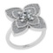 1.38 Ctw SI2/I1 Diamond 14K White Gold Vintage Style Ring