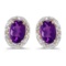 Certified 10k Yellow Gold Oval Amethyst And Diamond Earrings 0.7 CTW