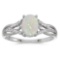 Certified 10k White Gold Oval Opal And Diamond Ring
