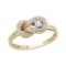 Certified 14K Yellow Gold Fashion Knot Diamond Ring