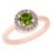 0.62 Ctw Peridot And Diamond I2/I3 10k Rose Gold Vintage Style Ring