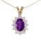 Certified 10k Yellow Gold Oval Amethyst And Diamond Pendant 0.46 CTW