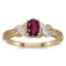 Certified 14k Yellow Gold Oval Rhodolite Garnet And Diamond Ring