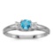 Certified 10k White Gold Round Blue Topaz And Diamond Ring