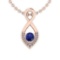 0.62 Ctw VS/SI1 Blue Sapphire And Diamond 14K Rose Gold Pendant