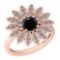 1.23 Ctw Treated Fancy Black And White Diamond SI2/I1 14K Rose Gold Vintage Style Halo Ring