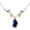1.52 CTW 14K Solid Gold Necklace Natural Diamond Sapphire