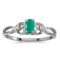 Certified 14k White Gold Oval Emerald And Diamond Ring 0.18 CTW