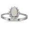 Certified 10k White Gold Oval Opal And Diamond Ring