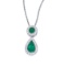 Certified 14k White Gold Emerald and Diamond Dangle Pendant