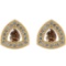 0.45 Ct Natural Fancy Brown Diamond I2/I3And White Diamond I2/I3 14k Yellow Gold Stud Earrings