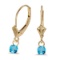 Certified 14k Yellow Gold 5mm Round Genuine Blue Topaz Lever-back Earrings